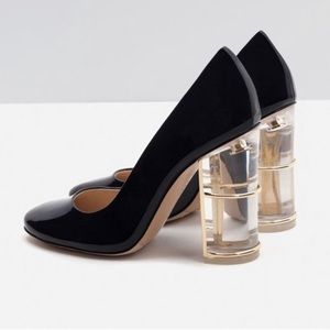 ZARA Patent Leather Clear Court Heel
